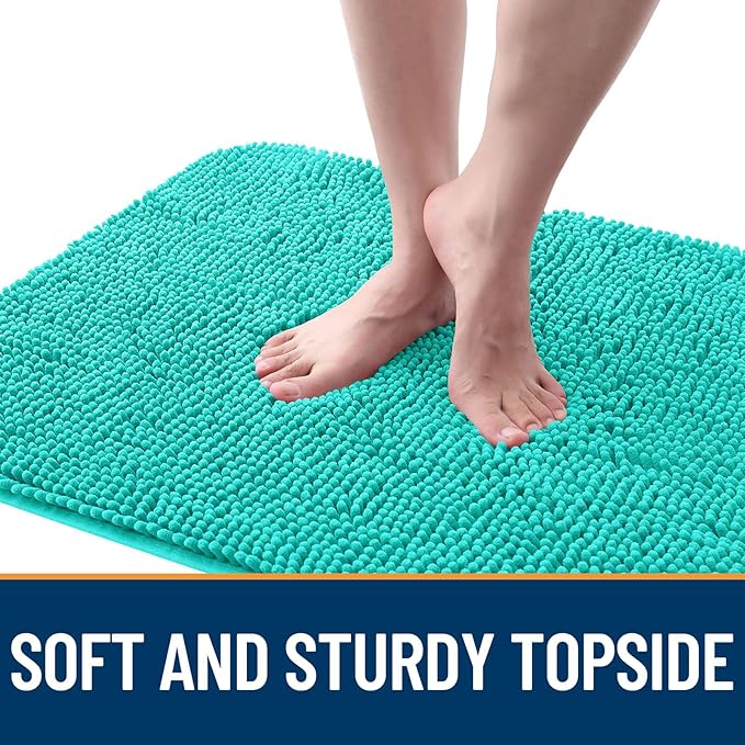 OLANLY Dog Door Mat for Muddy Paws 24x16, Absorbs Moisture and Dirt, Absorbent Non-Slip Washable Doormat, Quick Dry Chenille Mud Mat for Dogs, Entry Indoor Entryway Carpet for Inside Floor, Teal