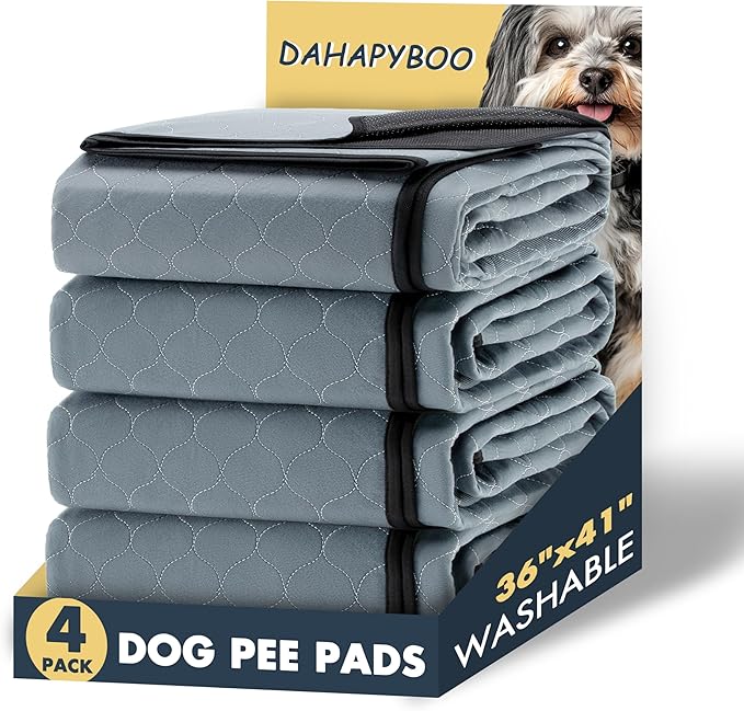 Washable Pee Pads for Dogs,4 Pack Reusable Puppy Pads for Dogs,36x41 Non-Slip Waterproof Pet Training Pads for Crate, Playpen, Bed, Sofa,Whelping Box, Potty Training