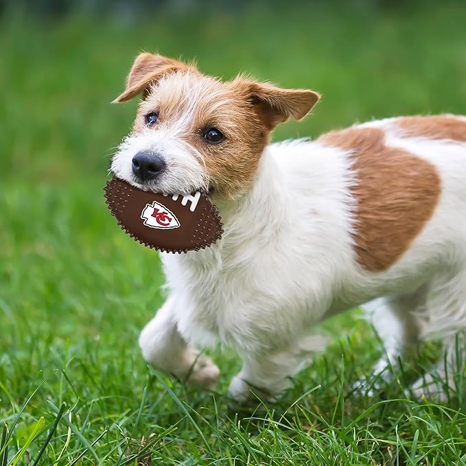 NFL Kansas City Chiefs Mega-chew Hard Nylon Bacon-flavored Dog Bone Football Chew Toy. Interactive Tasty Fun. Indestructible Strong Durable. Ideal for Aggressive Chewers