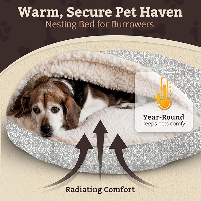 Snoozer Luxury Cozy Cave Pet Bed, Wag Collection, Extra Large - Ramey Gray