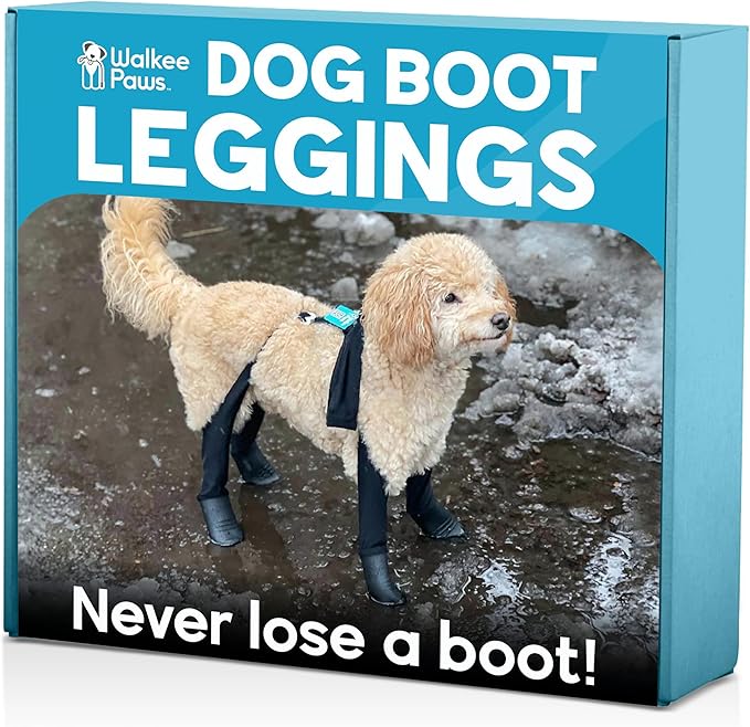 100% Waterproof Dog Boots Connected to Leggings so They Stay on. Easy-On Paw Protectors with an Adjustable fit. Snow & Rain, Anti-Slip Traction, Machine-Washable (Black, Medium)