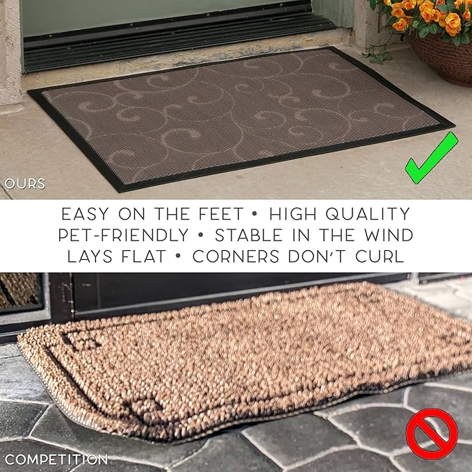 Bernini Aqua-Terra Waterproof Shoe Scraper Dog Mat, Heavy Duty Mud Mat with Quick Dry Mesh, Stain Resistant Rubber, Low-Profile Dirt Grabber, Indoor/Outdoor Dog Doormat for Muddy Paws, 36"x 24"