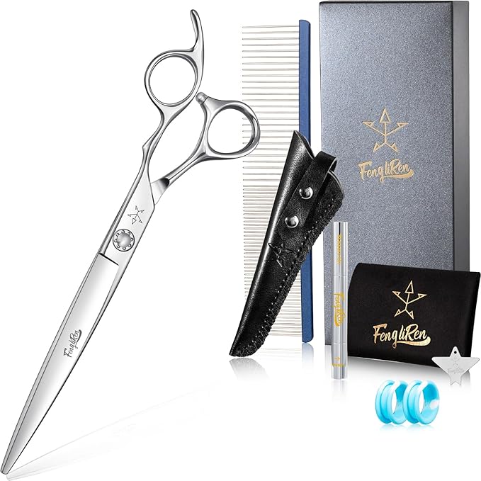 High-end Professional Dog Grooming Scissors Pet Grooming Shears 7.5 Inches Extremely Very Sharp Made Of Stainless Steel Alloy By Hand For Dog Cat Groomer