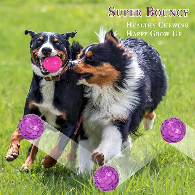 PJDH 3'' Squeaky Dog Toy Balls for Lagre Medium Breed, Indestructible Dog Balls for Playing, Fetching & Retrieving, Durable Aggressive Chewers, 3 PCS Red+Blue+Green
