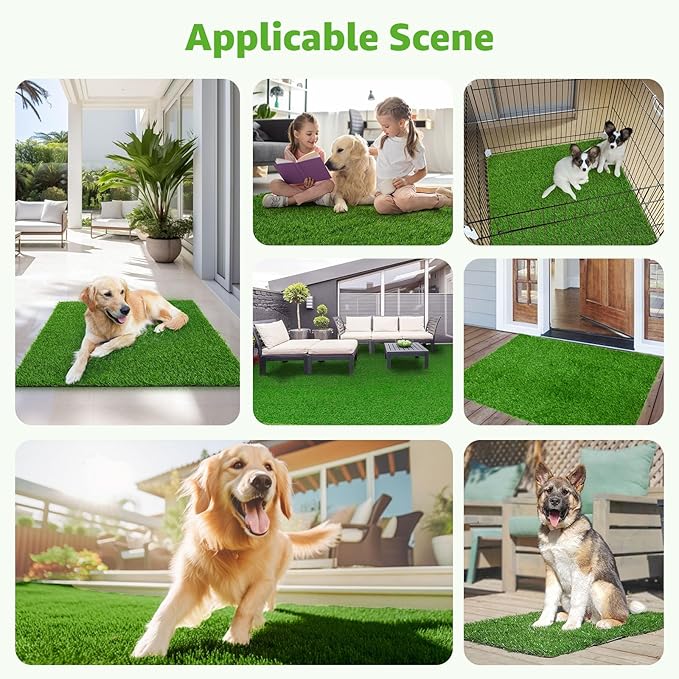 Dog Grass Pee Pads 51.2"x26" 1 Pack, Realistic Fake Grass for Dogs Indoor Outdoor Potty Training,Artificial Grass Pads for Dogs Potty- Reusable Grass Patch Mat with High Drainage & Easy to Clean