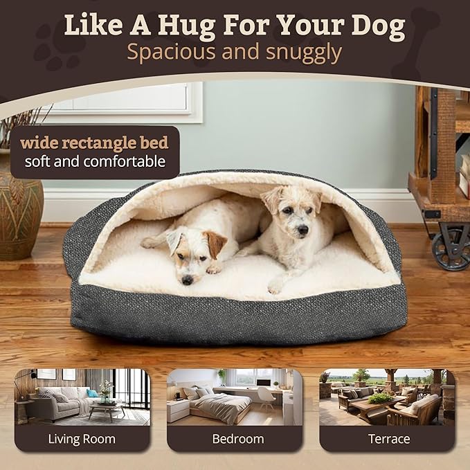 Snoozer Pet Products Luxury Rectangle Cozy Cave Dog Bed with Microsuede, Showdog Collection, Large, Merlin Pewter