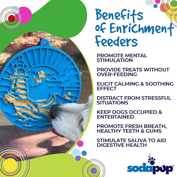SodaPup Lighthouse eMat – Durable Enrichment Feeder with Suction Cups Made in USA from Non-Toxic, Pet-Safe, Food Safe Rubber for Mental Stimulation, Avoiding Overfeeding, Calming, & More