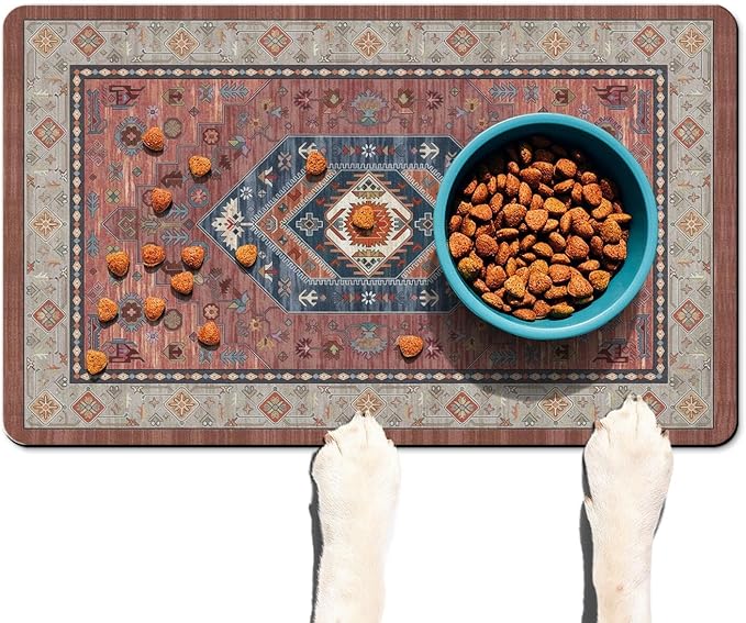 Dog Food Mats for Floors Waterproof, Pet Water Bowl Mats Pet Feeding Absorbent Placemats 16 * 24 inch