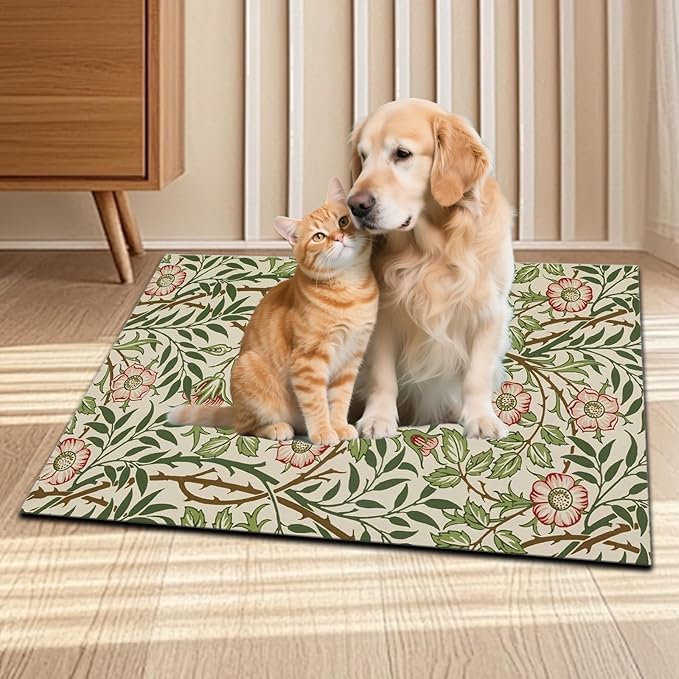 Pet Feeding Mat for Dogs and Cats - Super Absorbent Anti-Slip Bowl Pad, Eco-Friendly Washable Mat to Prevent Spills and Mess Thicket Mat 12"x20"