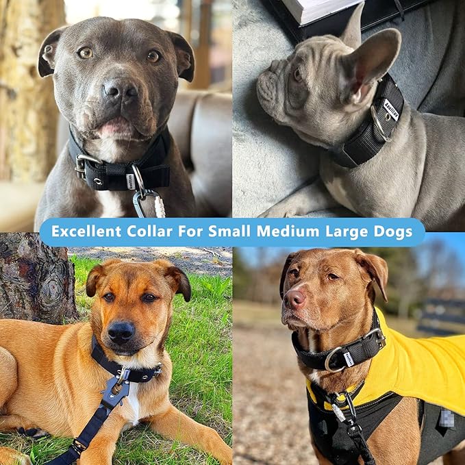 Heavy Duty Tactical Dog Collar - 1.5" Width Military Durable Thick Nylon with Adjustable Metal D Ring & Buckle Working Training K9 Collar for Medium Large Dogs (XL(23"-26"), Black)