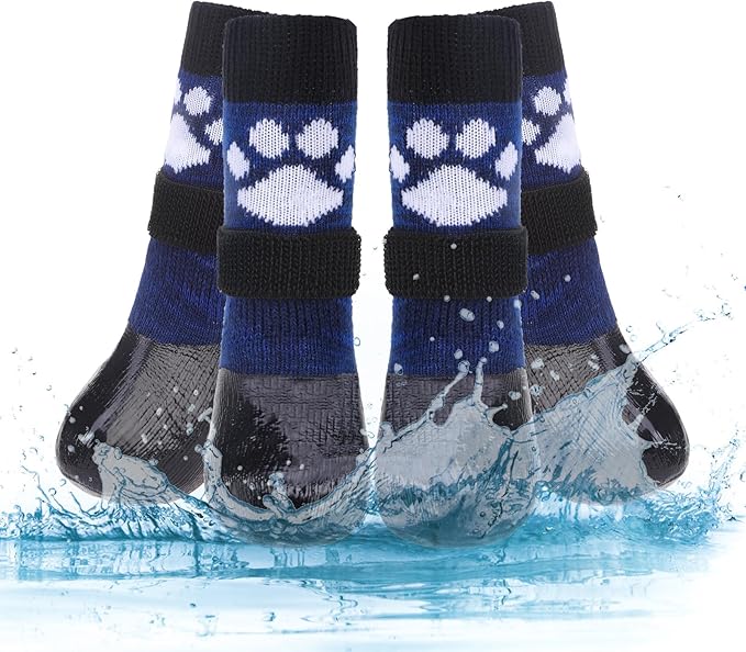 KOOLTAIL Non Slip Dog Socks to Prevent Licking Paws for Hardwood Floors, Dog Boots Shoes for Hot/Cold Pavement with Grippers Traction Control, Waterproof Paw Protector for Small Medium Large DogsXL