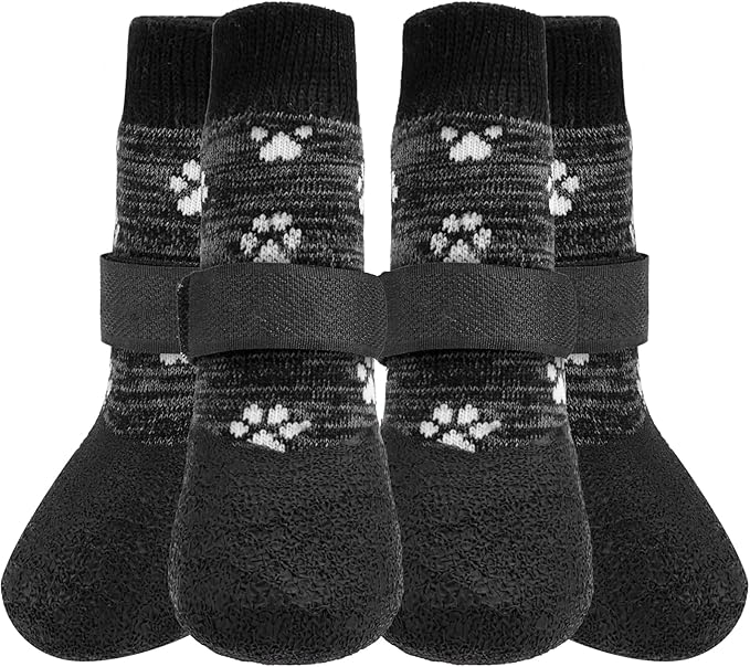 KOOLTAIL Anti Slip Dog Socks for Hot/Cold Pavement to Prevent Licking Paws,Booties for Hardwood Floors,Traction Rain Dog Boots&Paw Protectors Shoes with Grip for Small Medium Large Senior Dogs