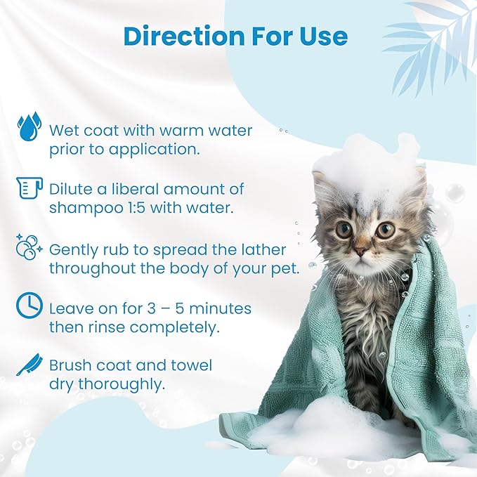 Bio PetActive Cat Shampoo with Natural Aloe Vera Extract | Kitten Itch Relief, Sensitive Skin & Coat Care, Deshedding & Moisturizing | Veterinary Formulated, Paraben Free, pH Balanced | 13.53 Fl Oz