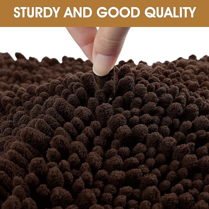 Extra Large Dog Door Mats for Muddy Paws, 60" x 36" Chenille Absorbent Mud Mat for Dogs, Non Slip Heavy Dog Rugs For Muddy Paws, Soft Indoor Door Mat for Entryway, Mud Paw, Inside Floor, Brown