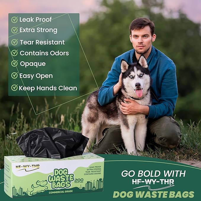 Dog Waste Bags, 400 Count, 15 Pounds, Opaque Black Color, Holds Odors Inside