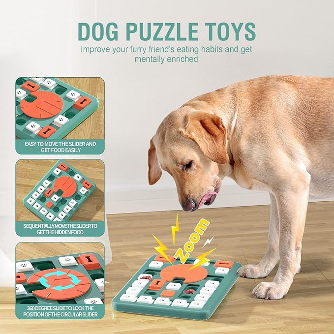 FOXMM Dog Puzzle Toys,Interactive Treat Puzzle Dog Toy for IQ Training & Mental Stimulating,Treat Puzzle Dispensing with Squeaky Design for Large Medium Smart Dogs