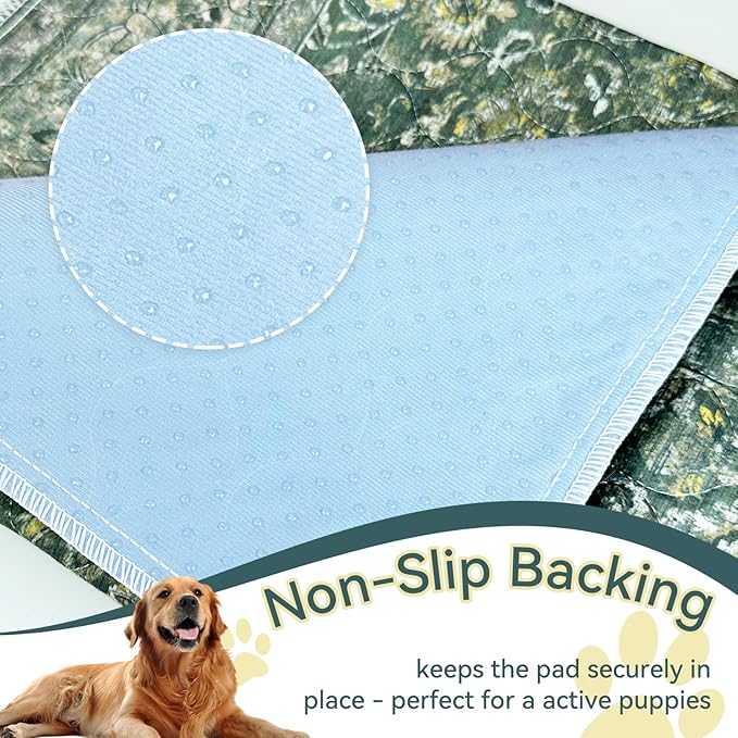 Washable Pee Pads for Dogs, 2 Pack 18'' x 24'' Reusable Non-Slip Puppy Pads with Super Absorbent, Waterproof Rug for Training Travel Whelping Housebreaking Incontinence Crate