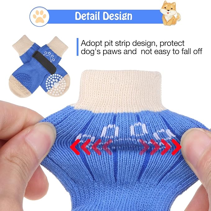 SCENEREAL 6Pcs Anti Slip Dog Socks to Prevent Licking Paws for Hot/Cold Pavement, Dog Grippy Socks for Hardwood Floors, Dog Shoes for Boots & Paw Protectors for Puppy Small Medium Large Senior Dogs