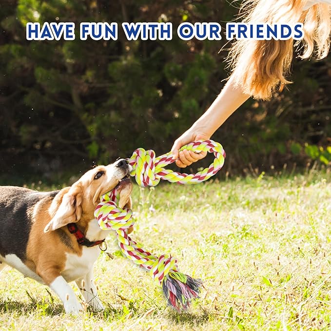 WDZZHOT [3 Pack] Christmas Dog Rope Toys for Large and Medium Aggressive Chewers, Nearly Indestructible Rope Chew Toys, Heavy Duty 100% Cotton Tug of War Dog Toy for Boredom, Teeth Cleaning