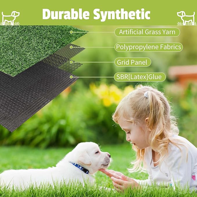 Grass Pad for Dogs, 120" x 36" Artificial Turf for Pets Potty Training, Fake Grass Mat with Drainage Holes, Easy to Clean, Large Turf Rug Outdoor Indoor Use