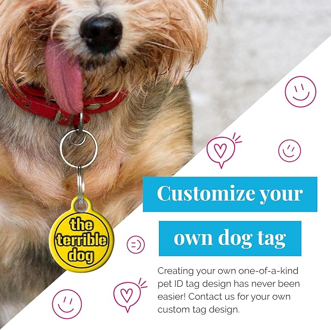 Dog Tag Art Sea Creatures Custom Pet ID Tag for Dogs and Cats, Personalized Dog Tag with Customized Identification, Shark Attack!, Large (1.25" Diameter)