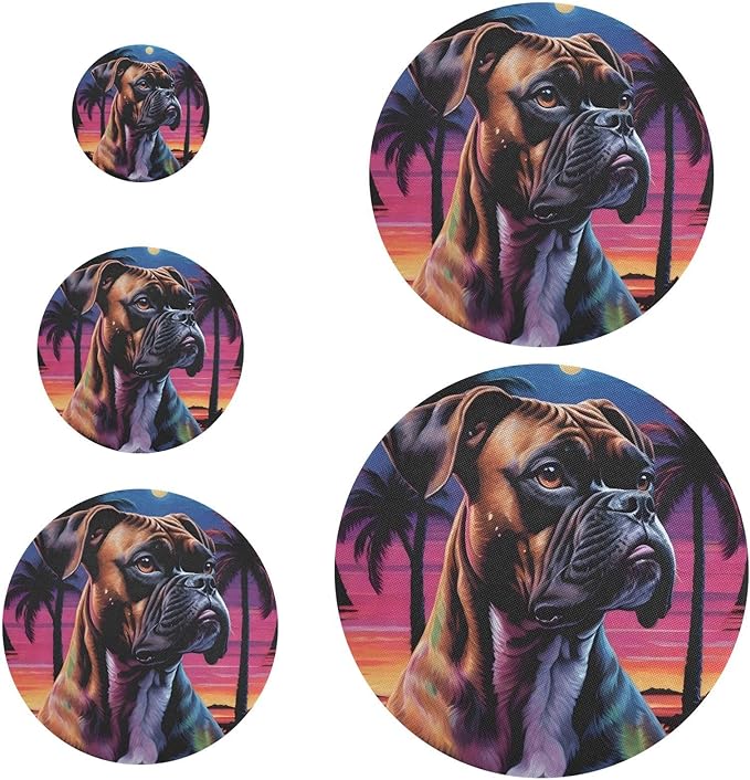 XYMZR Dog Boxer Reusable Bowl Cover for Food Storage – Set of 5 in Varying Sizes Easily Fit Your Bowls 3.9" to 11.8", Machine Washable, Elastic Stretch