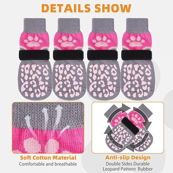 KOOLTAIL Dog Socks for Hot/Cold Pavement to Prevent Licking Paws for Hardwood Floors,Anti Slip,Pet Boots&Paw Protector with Grippers,Puppy Shoes Booties for Small Medium Large Senior Dogs
