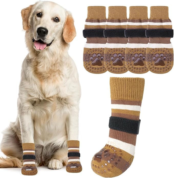 KOOLTAIL Dog Socks for Hot Pavement, Summer Dog shoes to Prevent Licking Paws for Hardwood Floor, Non Slip Double Sides Boots & Paw Protectors, Pet Grippy Booties for Small Medium Large Senior Dogs, L