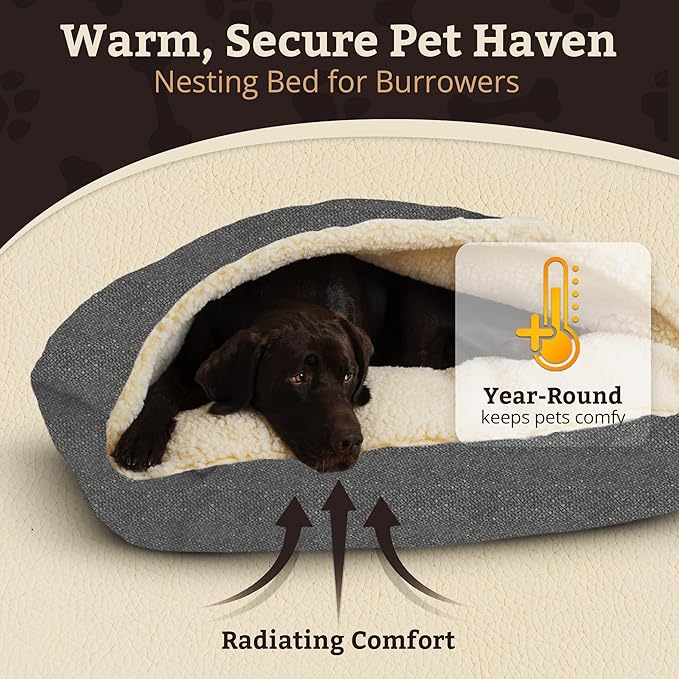 Snoozer Pet Products Luxury Rectangle Cozy Cave Dog Bed with Microsuede, Showdog Collection, Large, Merlin Pewter