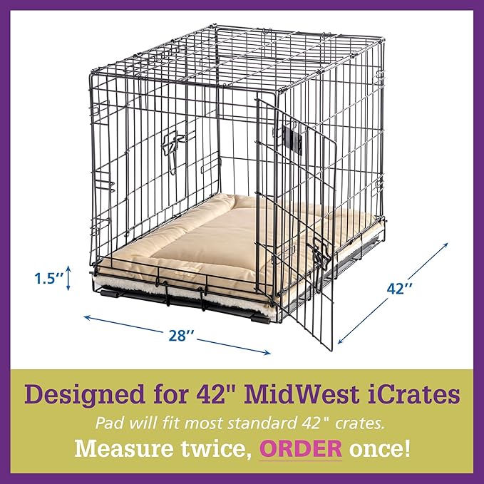 Pet Dreams Dog Crate Pad - Washable Kennel Mat, Crate Pads for Dog Cages, Non-Toxic, Flat Indoor Cat Bed, Fits iCrate 18, 24, 30, 36, 42, 48 Inches (Blue, X Large, 42")