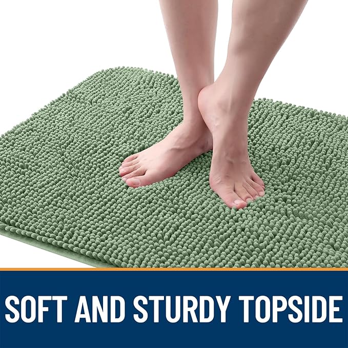OLANLY Dog Door Mat for Muddy Paws 59x35, Absorbs Moisture and Dirt, Absorbent Non-Slip Washable Doormat, Quick Dry Chenille Mud Mat, Entry Indoor Entryway Carpet for Inside Floor, Olive Green