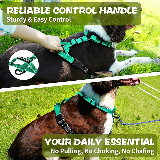 Dog Harness,Adjustable No Pull Dog Harness,Y-Shaped Design,Buckle-Neck Balance Harness with Reflective, Ideal for Dog Training Hiking, Easy Walk Harness,Durable High-Tensile Nylon Aqua Green-S