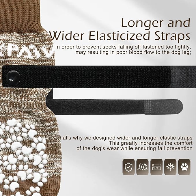 EXPAWLORER 6PCS Anti-Slip Dog Socks to Prevent Licking Paws,Dog Shoes for Hot Pavement,Best Paw Protector Traction Control on Hardwood Floor,Dog Booties for Puppy Small Medium Large Senior Dogs