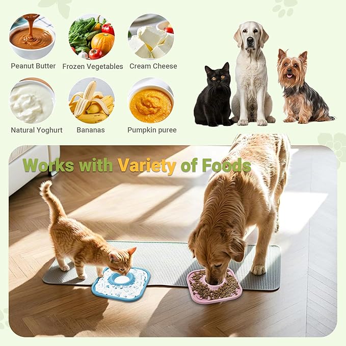 Silicone Volcano Lick Mat for Dogs with Suction - Dog Cat Lict Mat to Keep Them Busy - Puppy Lick Mat for Anxiety Relief (Green and Dusk)