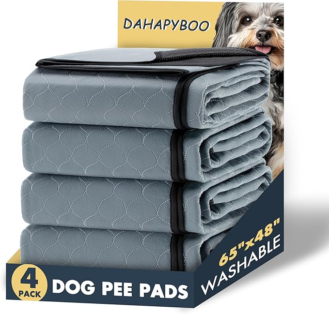 Extra Large Washable Pee Pads for Dogs,4 Pack Reusable Puppy Pads for Dogs,65x48 Non-Slip Waterproof Pet Training Pads for Crate, Playpen, Bed, Sofa,Whelping Box, Potty Training