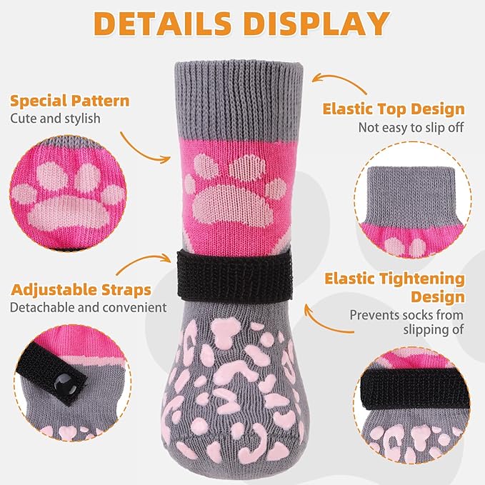KOOLTAIL Dog Socks for Hot/Cold Pavement to Prevent Licking Paws for Hardwood Floors,Anti Slip,Pet Boots&Paw Protector with Grippers,Puppy Shoes Booties for Small Medium Large Senior Dogs