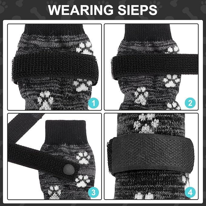 KOOLTAIL Anti Slip Dog Socks for Hot/Cold Pavement to Prevent Licking Paws,Booties for Hardwood Floors,Traction Rain Dog Boots&Paw Protectors Shoes with Grip for Small Medium Large Senior Dogs