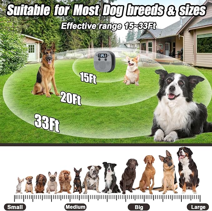 Anti Barking Device with Remote Control, 5 Modes & 2000 mAh Rechargeable Ultrasonic Dog Barking Control Devices, 50Ft Bark Box to Stop Dog Barking, Waterproof Bark Deterrent Device for Indoor Outdoor