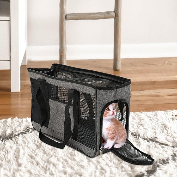 Outdoor Cat Carrier Bag Breathable Mesh Pet Travel Carrier Handheld Pouch for Comfortable Safe Outdoor Use Gray