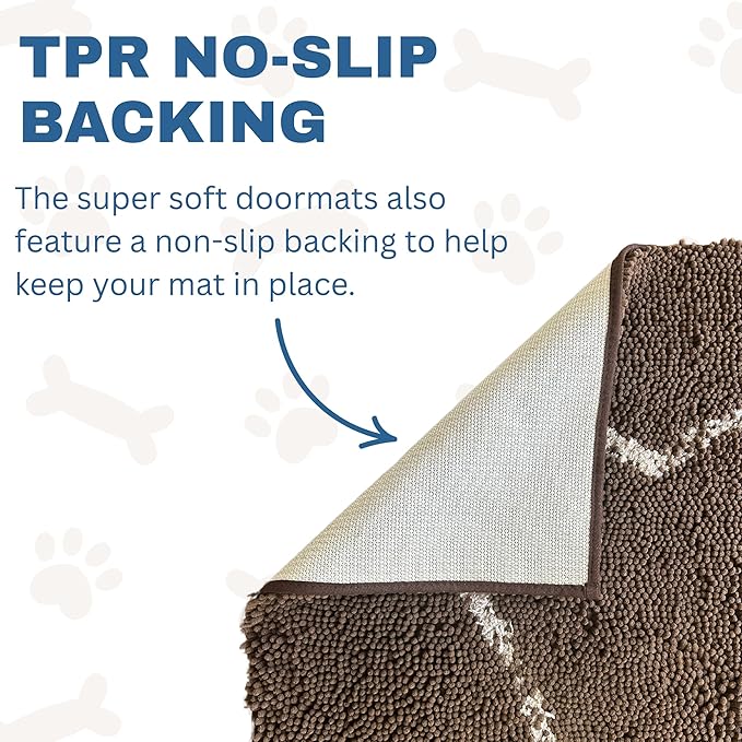 Soggy Doggy Doormat Plain Solid Color Design - Ultra Absorbent Microfiber Chenille Wet Dog Mat for Muddy Paws - Non-Slip and Machine Washable (Dark Chocolate, Large 26” x 36”)