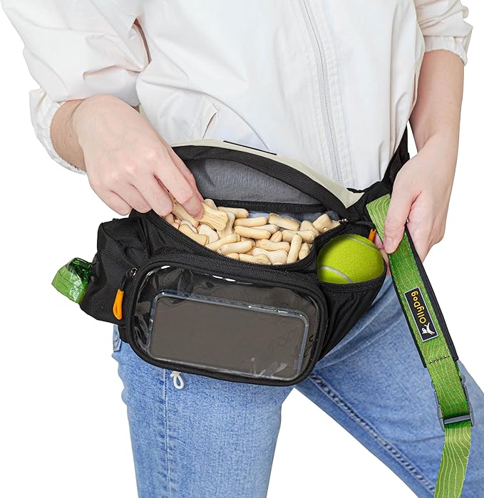 OllyDog Trailblazer Pack | Fanny Pack | Dog Treat Pouch | Includes Rubber Fetch Ball | Water-Resistant | Poop Bag Dispenser | Hands-Free | Dog Walking & Training