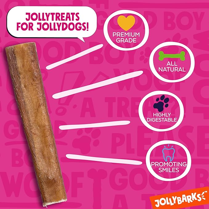 Jolly Barks 6 Inch Bully Sticks for Large Dogs (4 Pack) All Natural, Single Ingredient Bully Sticks for Medium Dogs, Aggressive Chewers