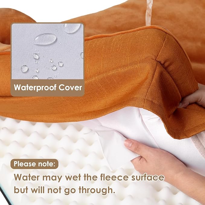 EHEYCIGA Orthopedic Dog Bed for Small Dogs, Waterproof Memory Foam Small Dog Beds with Sides, Non-Slip Bottom and Egg-Crate Foam Medium Pet Couch Bed with Washable Removable Cover,Pumpkin Orange