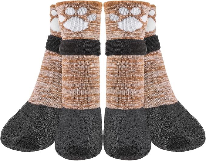 BEAUTYZOO Anti Slip Dog Socks Boots, Dog Shoes for Hot/Cold Pavement Snow Rain Days,Waterproof Grip Dog Booties Paw Protector for Hardwood Floor, Prevent Licking for Small Medium Large Senior Old Dogs
