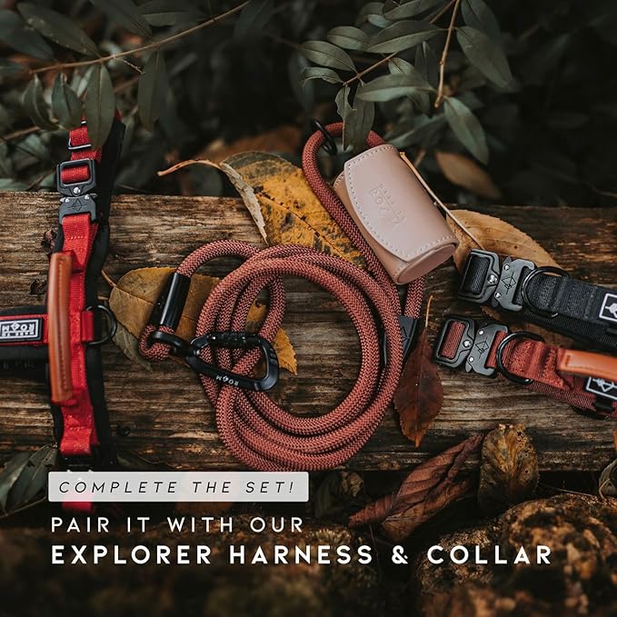MADE TO ROAM Premium Explorer Leash - Climbing Rope Leash with Autolocking Aviation Aluminum Carabiner - Vermont Weekends, 6ft