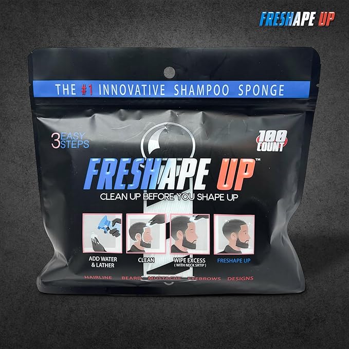 No Rinse Shampoo Infused Hairline and Beard Wipes– Disposable No Rinse Wipes for Barbers – Quick Use Hairline Wipe for Prepping Shape-Ups & Lineups– 100 Pieces in 1 Pack (Pack Of 2)