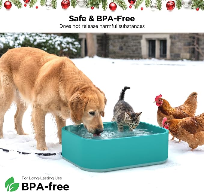 5.5L/1.45Gal Extra Large Heated Water Bowl, Indoor & Outdoor Winter Antifreezing Pet Heated Thermal Water Bowl Dish, Anti Chewy Cord, BPA-Free, Pet Products for Dog Cats Rabbit Chicken Duck Squirrel