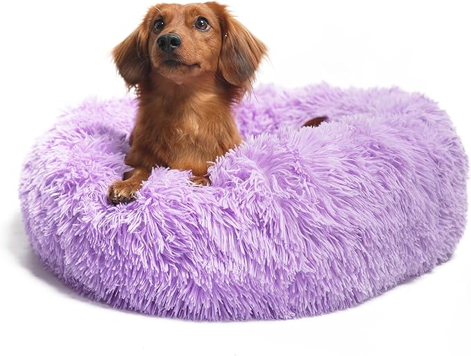 Dog Beds for Medium Dogs Washable 30 Inches Purple Fits up to 45 lbs Pets Beds Fluffy Anti Anxiety