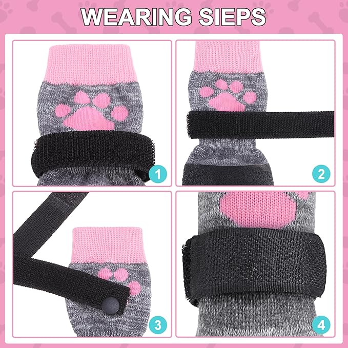 KOOLTAIL Anti Slip Dog Socks for Hot/Cold Pavement to Prevent Licking Paws,Booties for Hardwood Floors,Traction Rain Dog Boots&Paw Protectors Shoes with Grip for Small Medium Large Senior Dogs