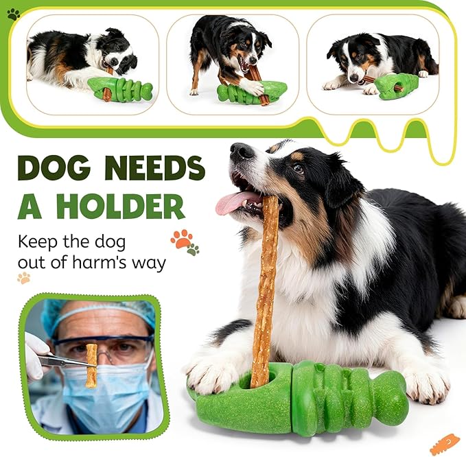BURIESUR Bully Stick Holder for Aggressive Chewers,Bully Sticks Holder to Prevent Choking,Dog Toys to Keep Them Busy,Dog Chew Holder Fit Various Bully Sticks,Gift for Medium/Large Dogs